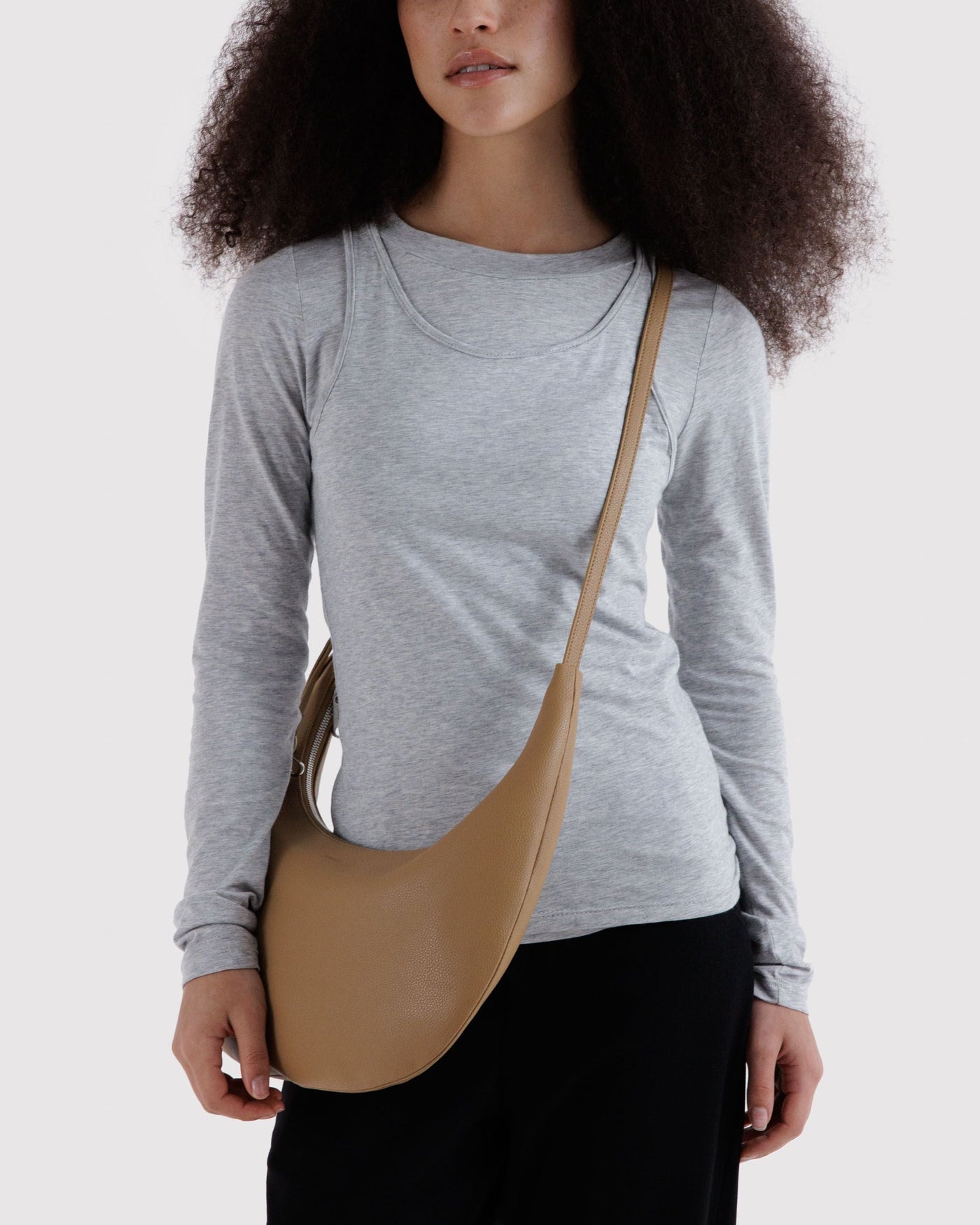 Medium Recycled Leather Flat Crescent Z2