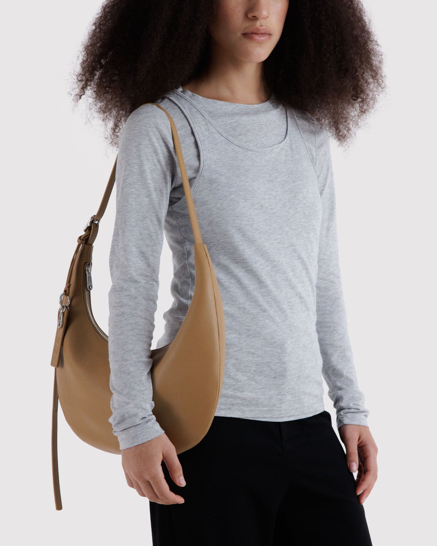 Medium Recycled Leather Flat Crescent Z2