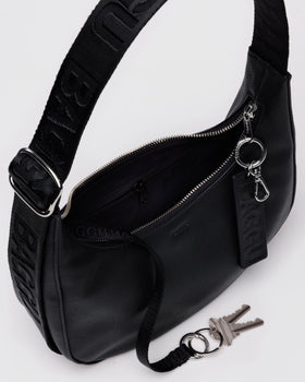Small Recycled Leather Crescent Bag H3
